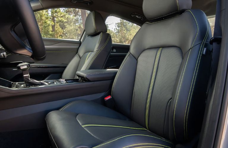 2025 Kia K5 black seats with neon stitching